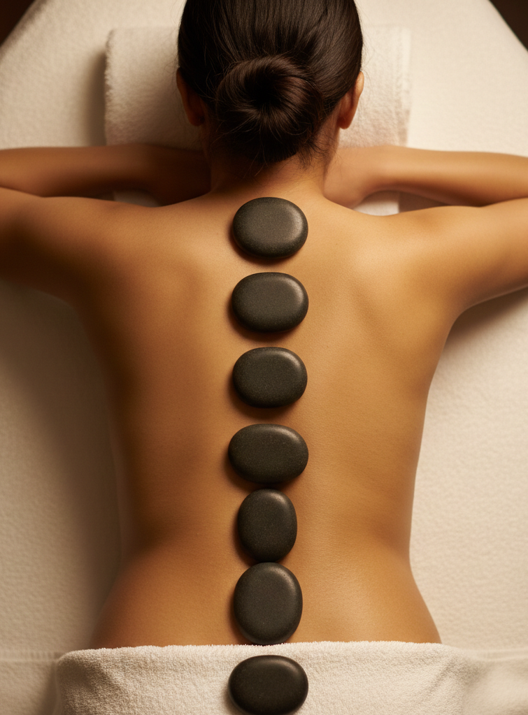 Hot stone therapy massage for deep muscle relaxation.